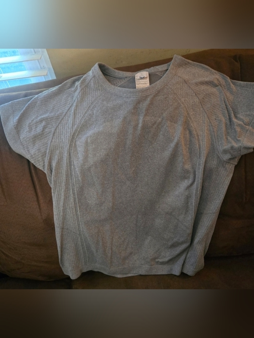 Gray Short Sleeve Knit Top